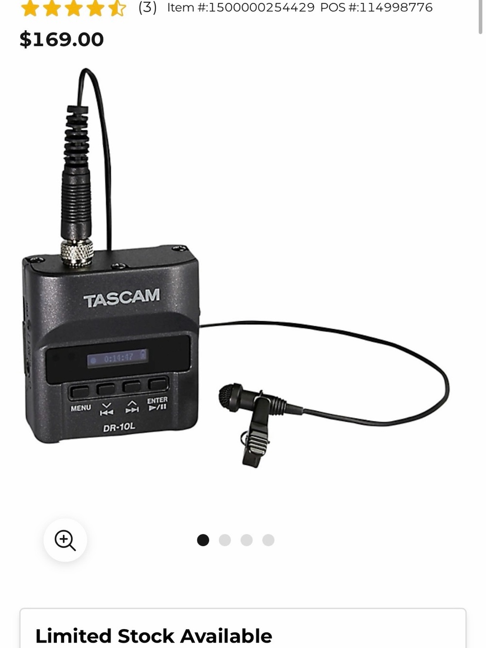 DR-10L Compact Black Lavalier Field Recorder